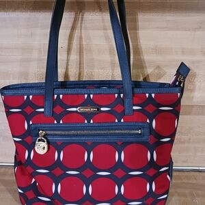 Michael Kors Nylon Red & Navy Tote Bag